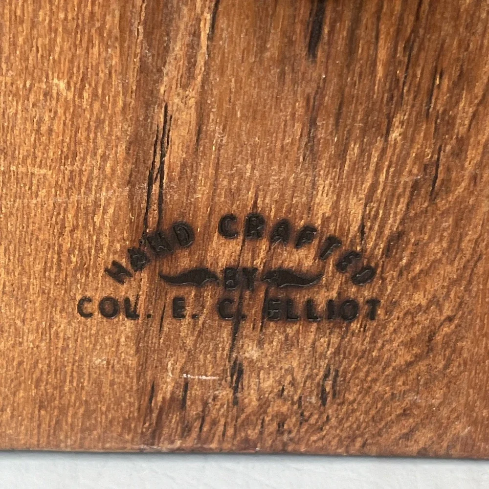 Solid Teak Puzzle Style Knife Block Hand Crafter By Col E.C. Elliot Vintage MCM